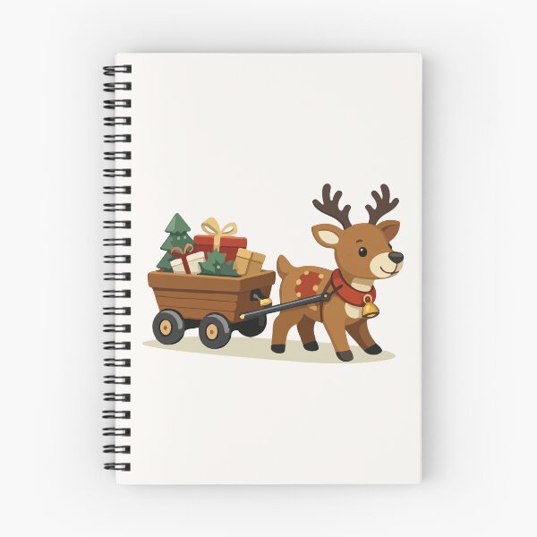 Item preview, Reindeer Pulling Gift Wagon Holiday Cartoon  designed and sold by stylishdzign.