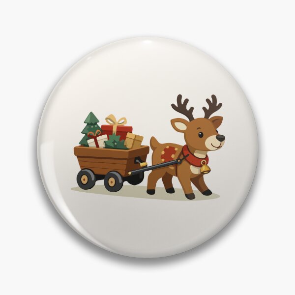 Item preview, Reindeer Pulling Gift Wagon Holiday Cartoon  designed and sold by stylishdzign.