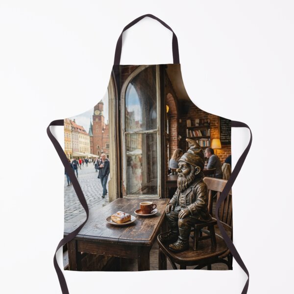 Item preview, Wroclaw Bronze Gnome Statue Café Morning – Coffee Lover Gift designed and sold by Purrfecta.