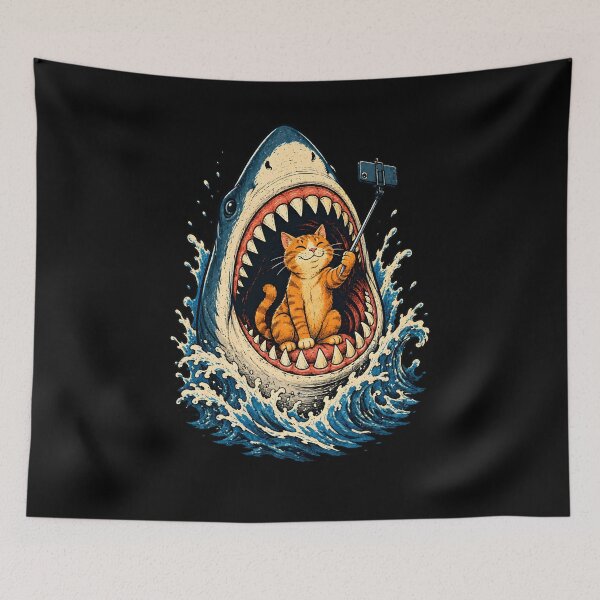 Item preview, Orange Cat Selfie Inside Shark designed and sold by palaco210.