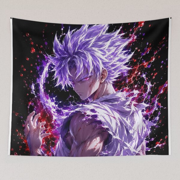 Item preview, Purple Flame Anime Warrior – Crimson Energy Superpowered Fighter Artwork designed and sold by Dyan4.