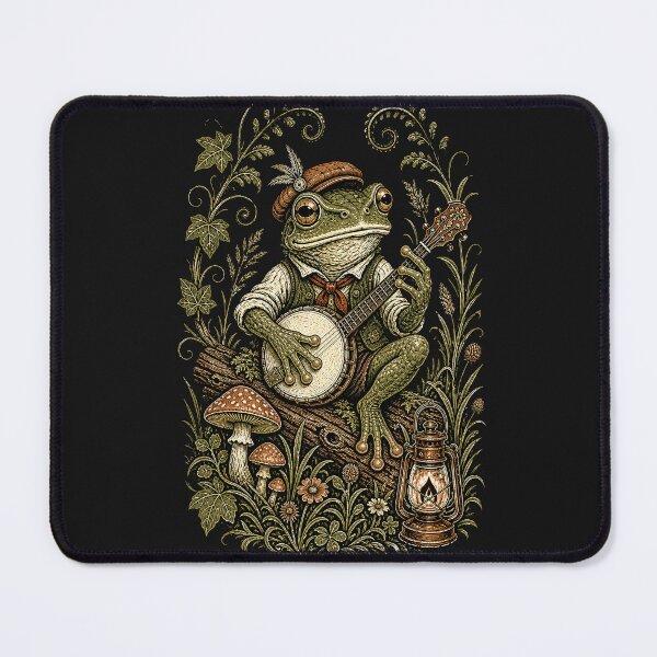 Item preview, Retro Frog Playing Banjo Vintage Cottagecore Wildflower designed and sold by BestCoolStuff.