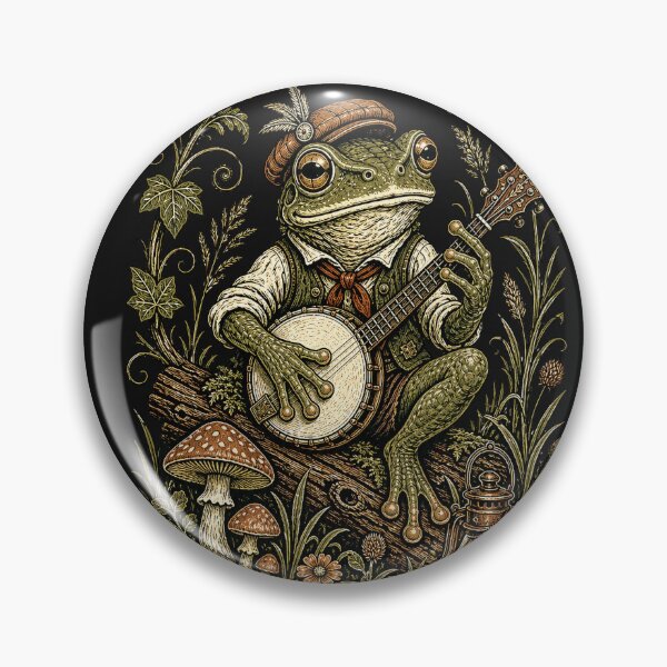Item preview, Retro Frog Playing Banjo Vintage Cottagecore Wildflower designed and sold by BestCoolStuff.