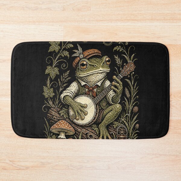 Item preview, Retro Frog Playing Banjo Vintage Cottagecore Wildflower designed and sold by BestCoolStuff.