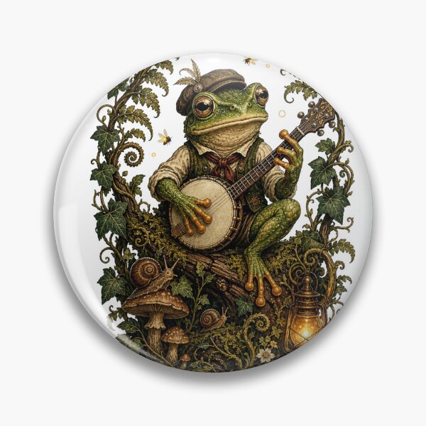 Item preview, Retro Frog Playing Banjo Vintage Cottagecore Wildflower designed and sold by BestCoolStuff.