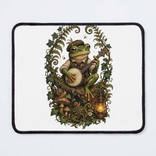 Item preview, Retro Frog Playing Banjo Vintage Cottagecore Wildflower designed and sold by BestCoolStuff.