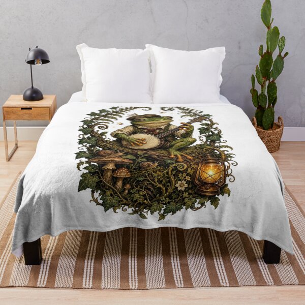 Item preview, Retro Frog Playing Banjo Vintage Cottagecore Wildflower designed and sold by BestCoolStuff.