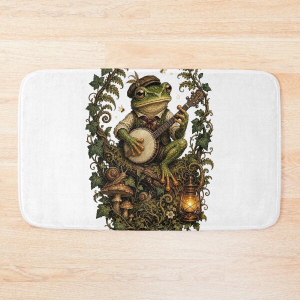 Item preview, Retro Frog Playing Banjo Vintage Cottagecore Wildflower designed and sold by BestCoolStuff.