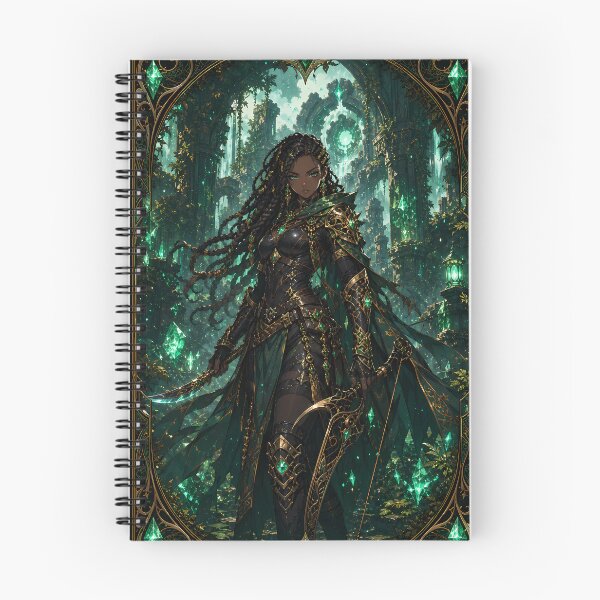 Item preview, Emerald Ruins Huntress — Mystic Forest Anime Fantasy designed and sold by Apocalyptic Art Studio.