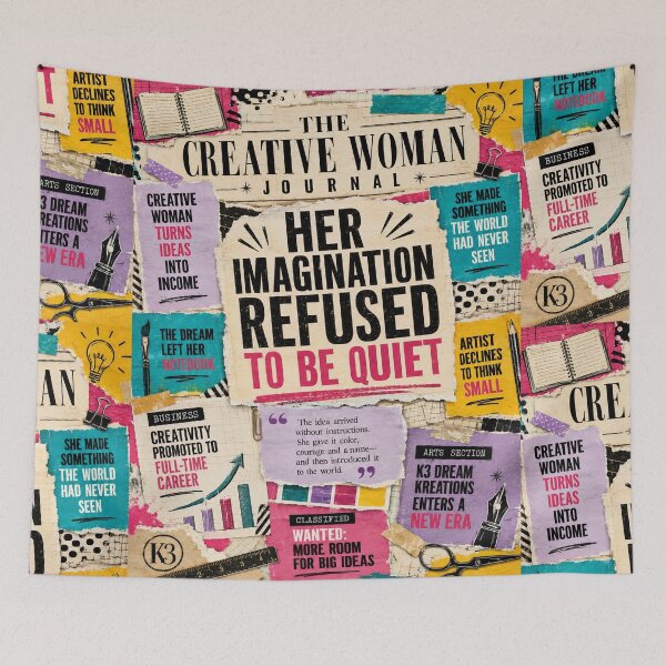 Item preview, Creative Woman’s Imagination Vintage Newspaper Collage designed and sold by K3DreamKreations .