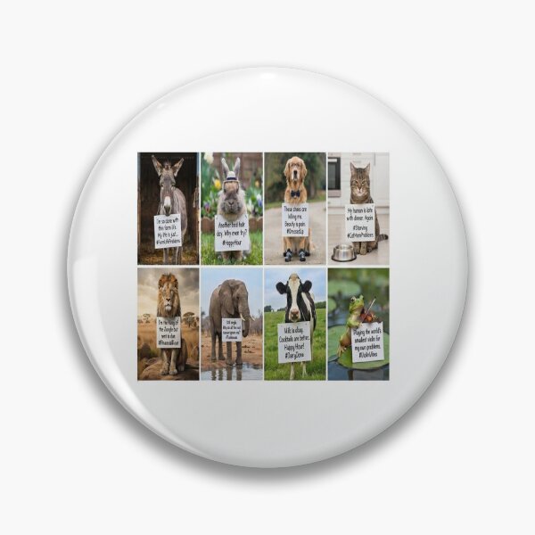 Item preview, Funny Animals Holding Signs Multi Grid Art Print designed and sold by AfresStudio.