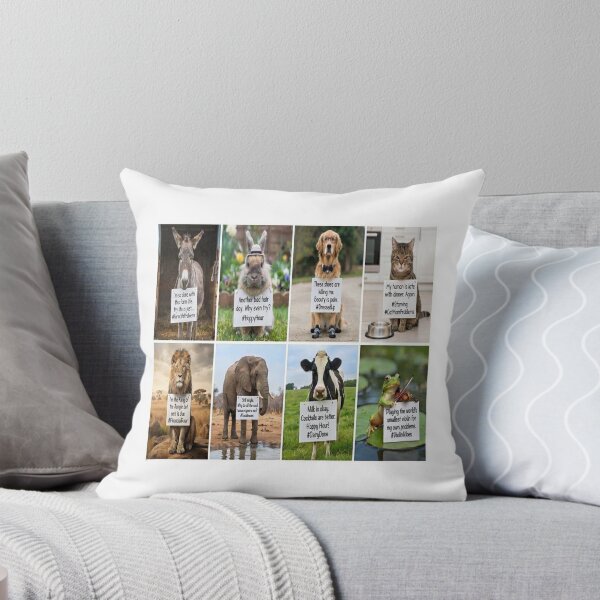 Item preview, Funny Animals Holding Signs Multi Grid Art Print designed and sold by AfresStudio.