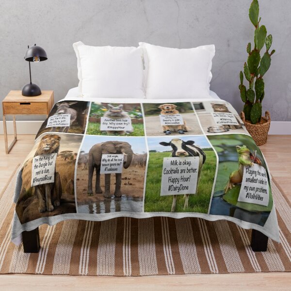 Item preview, Funny Animals Holding Signs Multi Grid Art Print designed and sold by AfresStudio.