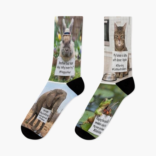 Item preview, Funny Animals Holding Signs Multi Grid Art Print designed and sold by AfresStudio.