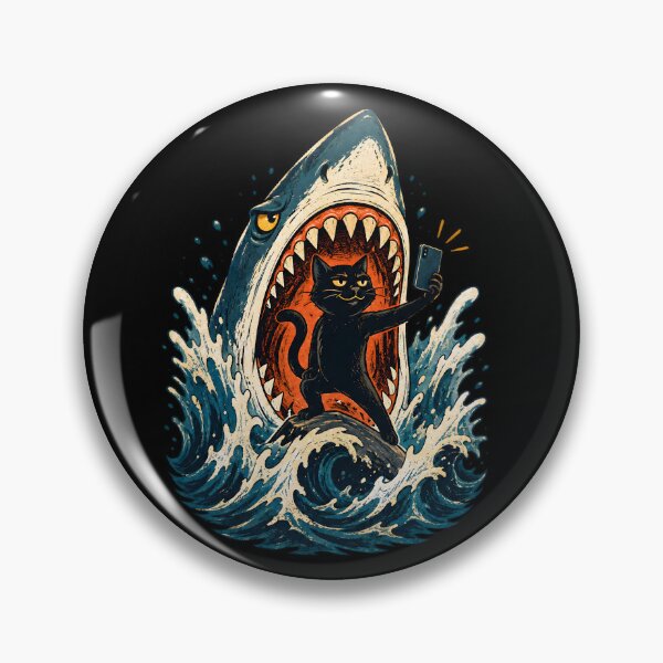 Item preview, Black Cat Selfie with Shark designed and sold by palaco210.
