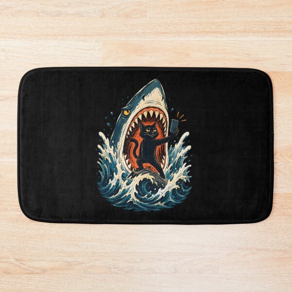 Item preview, Black Cat Selfie with Shark designed and sold by palaco210.