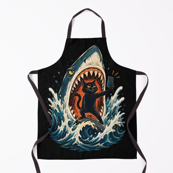 Item preview, Black Cat Selfie with Shark designed and sold by palaco210.