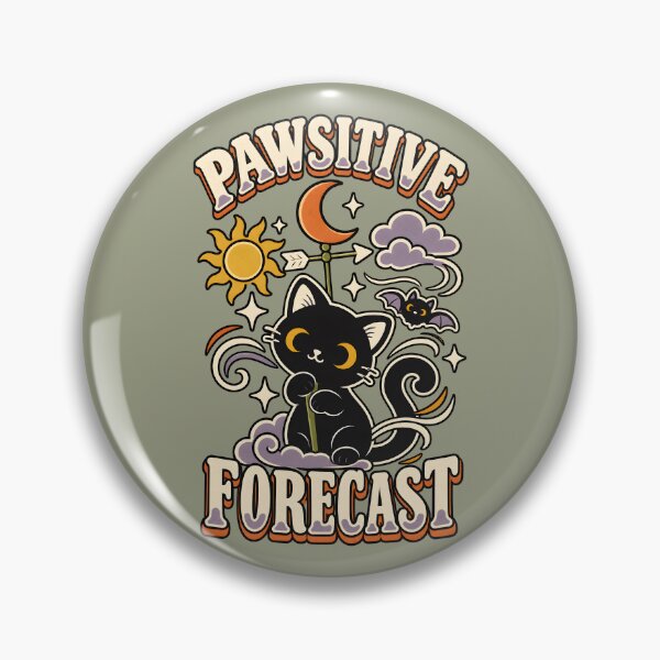 Item preview, Pawsitive Forecast Retro Black Cat Weather Humor designed and sold by  MAD's Recreation Studio.