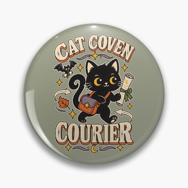 Item preview, Cat Coven Courier Retro Celestial Black Cat designed and sold by  MAD's Recreation Studio.