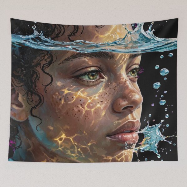 Item preview, Golden Caustics - Underwater Portrait Transparent Background designed and sold by Surviving Monday Club.