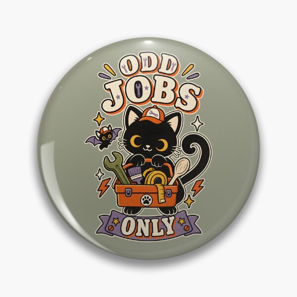 Item preview, Odd Jobs Only Retro Black Cat Workplace Humor designed and sold by  MAD's Recreation Studio.