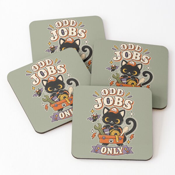 Item preview, Odd Jobs Only Retro Black Cat Workplace Humor designed and sold by  MAD's Recreation Studio.