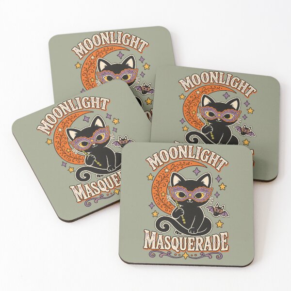 Item preview, Moonlight Masquerade Elegant Black Cat Halloween designed and sold by  MAD's Recreation Studio.