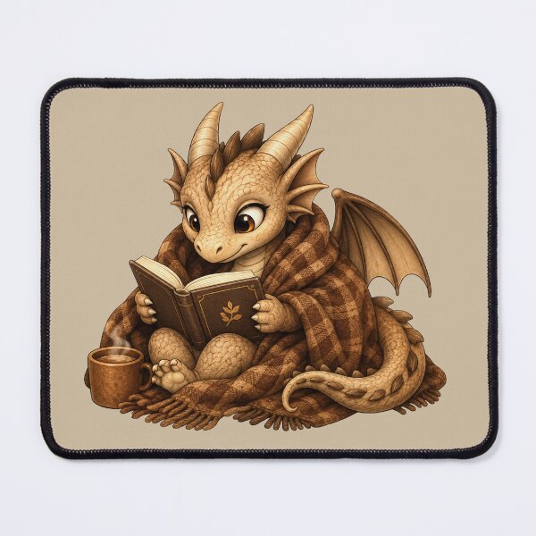 Item preview, Cozy Baby Dragon Reading a Book with Coffee designed and sold by Hatchling Hollow.