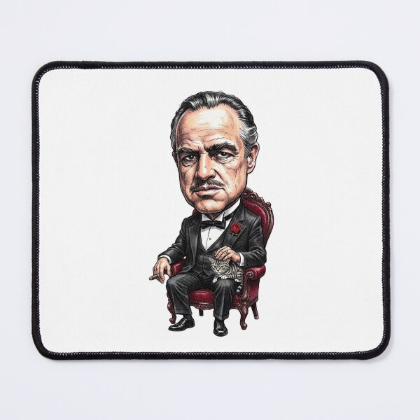 Item preview, Cartoon portrait of a mobster with a cat and a rose designed and sold by FreakToons.