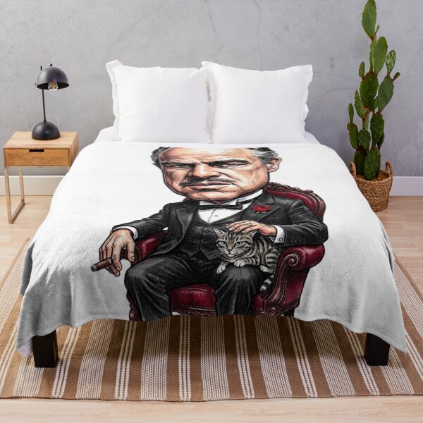 Item preview, Cartoon portrait of a mobster with a cat and a rose designed and sold by FreakToons.