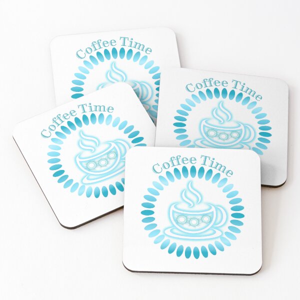 Item preview, Coffee Time Neon Blue Glow Aesthetic Artwork designed and sold by MinimalAurashop.