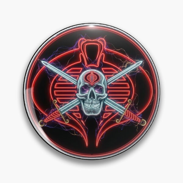 Item preview, Neon Cyberpunk Warrior Skull with Crossed Swords Crest designed and sold by keythxctrs.