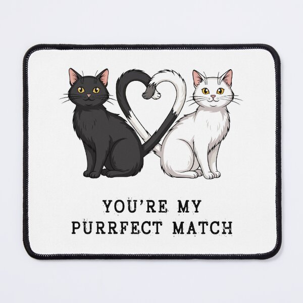Item preview, Black and White Cat Couple - Purrfect Match Pun designed and sold by FemmePod.
