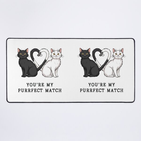 Item preview, Black and White Cat Couple - Purrfect Match Pun designed and sold by FemmePod.