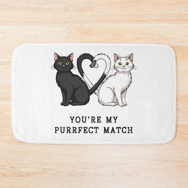 Item preview, Black and White Cat Couple - Purrfect Match Pun designed and sold by FemmePod.