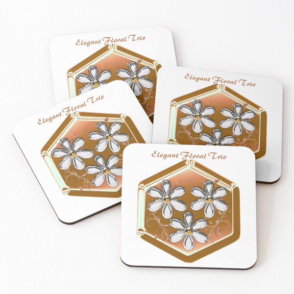 Item preview, Elegant Floral Trio Golden Hexagon Aesthetic Art designed and sold by MinimalAurashop.