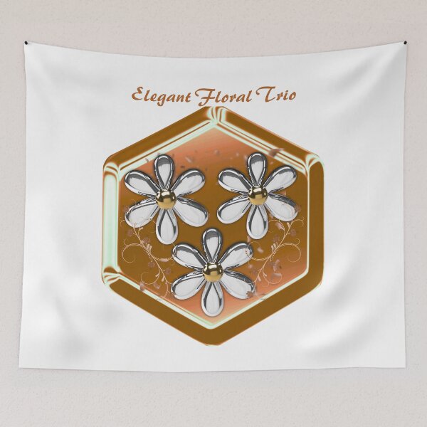 Item preview, Elegant Floral Trio Golden Hexagon Aesthetic Art designed and sold by MinimalAurashop.