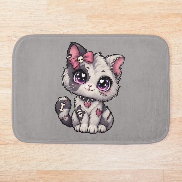 Item preview, Gatito zombie gótico kawaii con puntos de sutura designed and sold by Based-Bear.