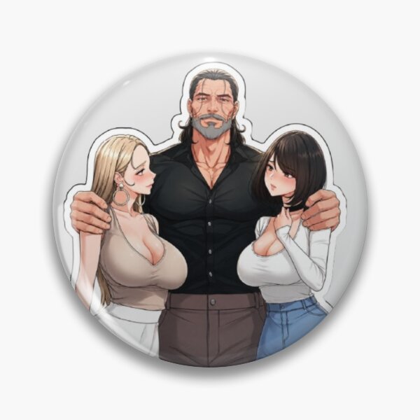Item preview, Mature Gentleman with Two Stylish Women – Anime Manga Sticker designed and sold by MeowLoka ⭐⭐⭐⭐.