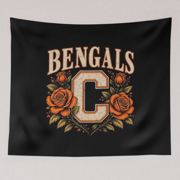Item preview, Vintage Look Cincinnati Bengals Dark Romantic Orange Roses designed and sold by JaymeOctober.