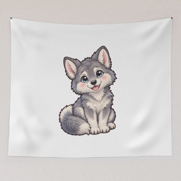 Item preview, Kawaii Woodland Gray Wolf Pup designed and sold by Krys-Designs.