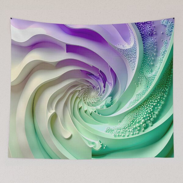 Item preview, Mint Green and Violet Geometric Spiral designed and sold by Vicky Brago-Mitchell®.