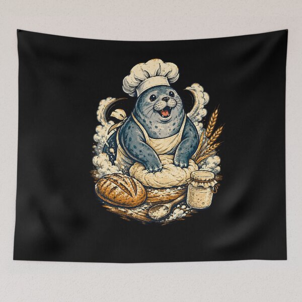 Item preview, Seal Chef Making Sourdough Bread  designed and sold by palaco210.