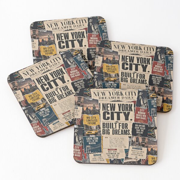 Item preview, New York City Dreamer Vintage Newspaper Collage Art designed and sold by K3DreamKreations .