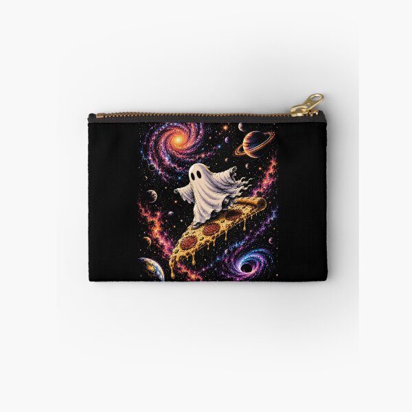 Item preview, Cute Ghost Astronaut Riding Pizza Through Space | Colorful Space Fantasy designed and sold by SOUFIANE1991.