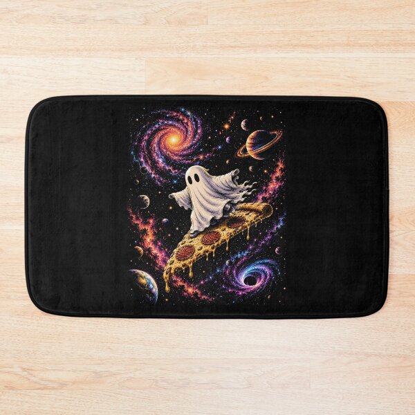 Item preview, Cute Ghost Astronaut Riding Pizza Through Space | Colorful Space Fantasy designed and sold by SOUFIANE1991.