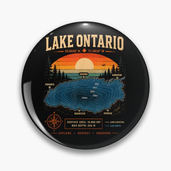Item preview, Lake Ontario Depth Map Coordinates Oshawa Toronto Rochester Explore Respect Preserve Outdoor Fan Apparel designed and sold by Sendowart.