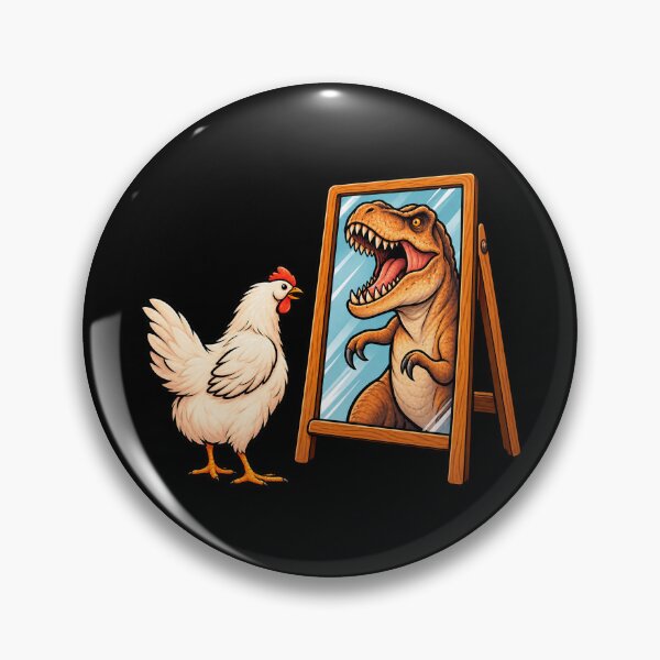 Item preview, Chicken vs. T-Rex Funny Dinosaur Mirror designed and sold by DogLord.