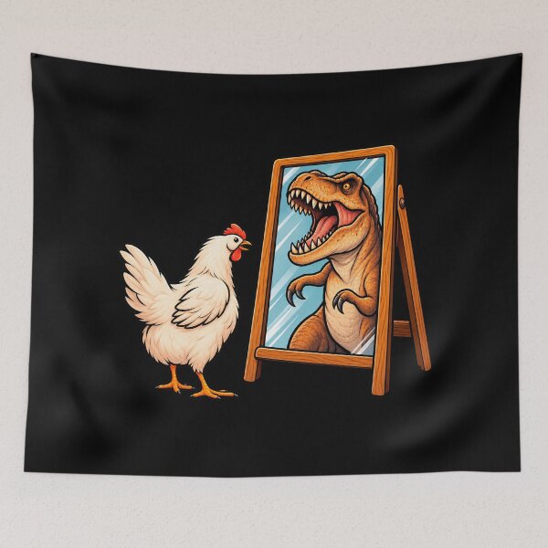 Item preview, Chicken vs. T-Rex Funny Dinosaur Mirror designed and sold by DogLord.