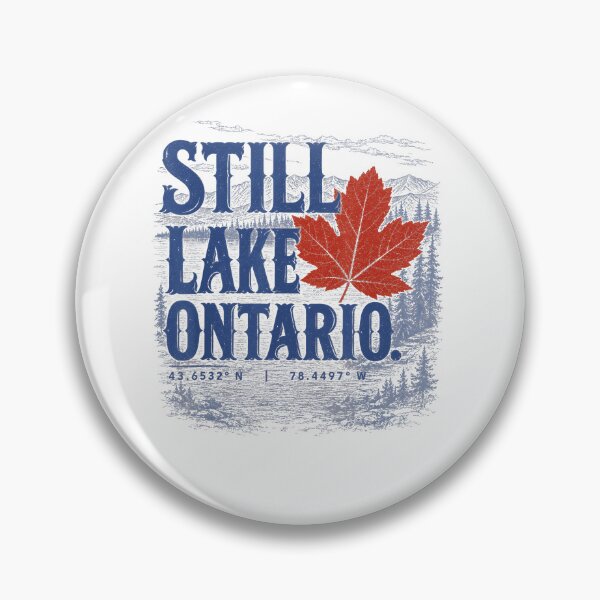 Item preview, Still Lake Ontario Red Maple Leaf Coordinates Mountain Scene Classic Text Fan Apparel designed and sold by Sendowart.